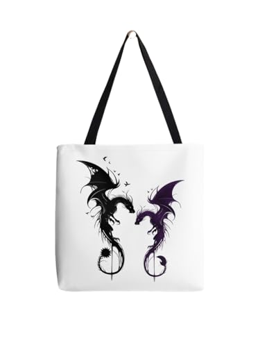 Tairn et l'adolescente Andarna Tote bag en coton imprimé Fourth Wing