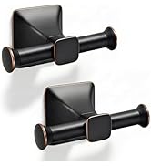 RUBOLTD Towel Hooks for Bathrooms,Matte Black Towel Hook Kitchen Bathroom Double Towels Racks,Hea...