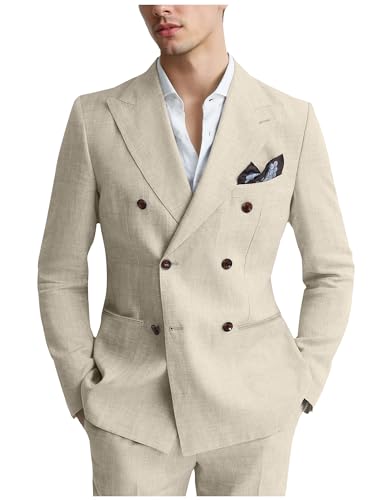 Men's Suits 2 Piece Linen Suit Set Slim Fit Casual