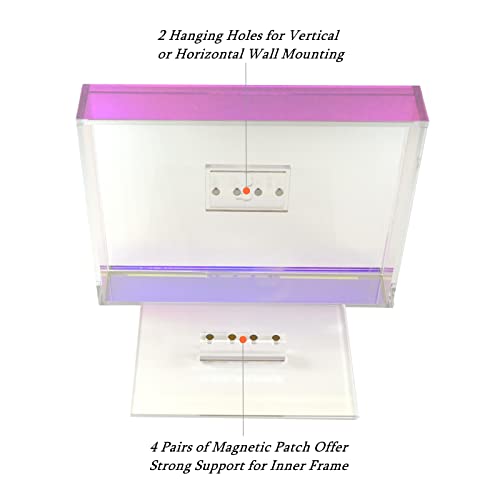 4X6 Floating Picture Frame Neon Acrylic Wall Mount Tabletop Desk Frame Iridescent Decoration Colored Modern Photo Frame For Gallery Home Office, Rainbow Color #TOP3