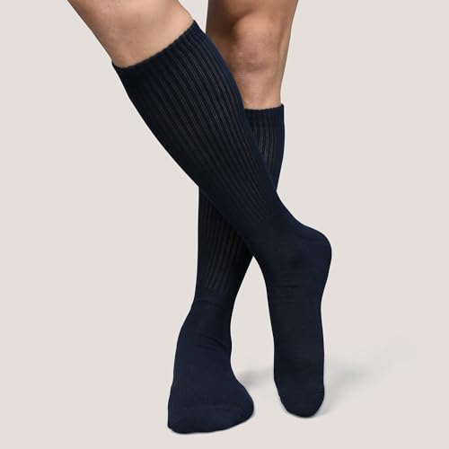 Rasavi Men's Crew Socks, Pack Of 3, Formal Crew Cotton Solid Color Full Length Lightweight Casual Business Regular Sock4