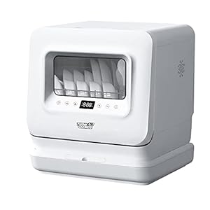 Think Gizmos Counter Top Dishwasher with Water Tank 7.5L – No Hookup Required. Compact Dishwasher with 5 Programmes…