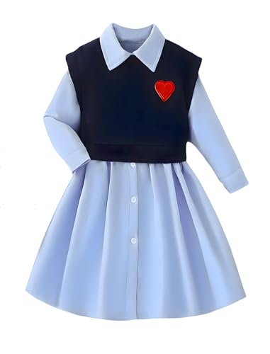 J·E Sterguard Little Girls Clothes Size 3T-12 Toddler Girl Cotton Long Sleeve Dresses 2 Piece Kids Girls' Fashion Shirt Set