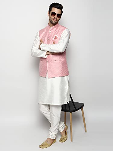 Image of Uri and MacKenzie Men's Silk Blend Kurta Churidar Pyjama with Stylish Nehru Jacket