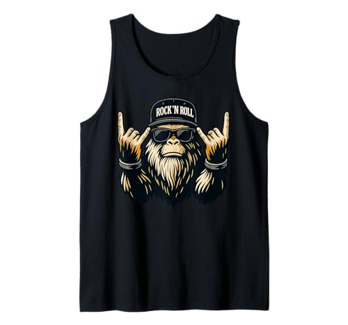Bigfoot Rock On Sasquatch Heavy Metal Vibes Men Women Kids Tank Top