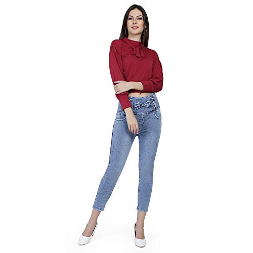 Image of PARIS HAMILTON Women's High Waist Slim fit Stylish Denim Stretchable Jeans