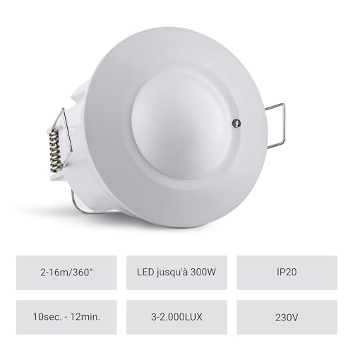 Détecteur de mouvement SEBSON intérieur encastrable HF plafond 1200W