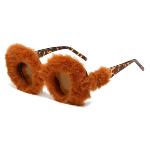 Lunettes de soleil rondes marron vintage et surdimensionnées pour femme avec protection UV400