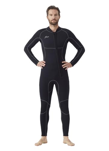 Image of Hevto Men Wetsuit 3 /2mm Neoprene Front Zipper for Surfing Diving | 16 Size Options with Regular Short and Tall Fits Wet Suit in Cold Water for Swimming Snorkeling Kayaking and SUP