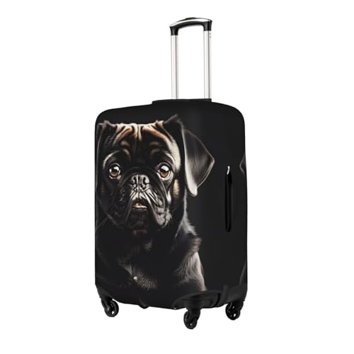 Cute Black Pug Dog Print Luggage Cover Washable Suitcase Anti-Scratch Suitcase Cover Protective Cover Fits 18-32 Inch2
