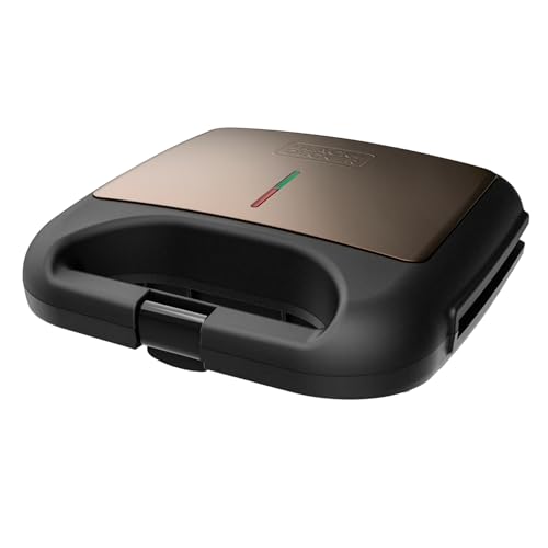 BLACK+DECKER BXSA752 - Machine à sandwich | 750W | Plaques de grill 21,5x12,5cm | Antiadhésives |...