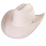 MGupzao Cowboy Hat for Men Women - Western Cowboy Hat Felt Wide Brim Cowgirl Hats for Travel, Fishing, Camping, Biking Off-White