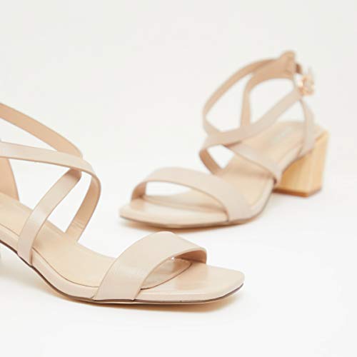 Image of shoexpress Women's Block Heel Open Toe Sandals with Buckle Closure