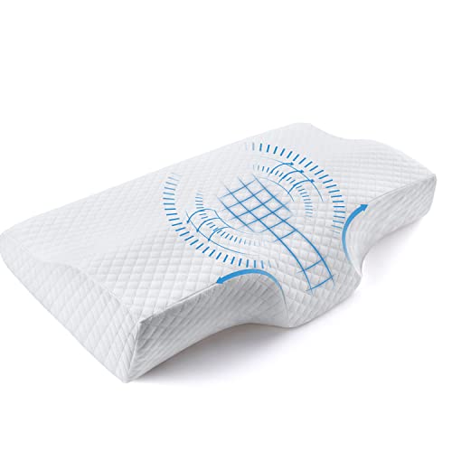 Cervical Memory Foam Pillow, Orthopedic Pillow Cervical Pillow Anti Snore Pillow for Neck and Shoulder Pain Relief, Ergonomic Bed Pillow for Side, Back and Stomach Sleepers with Washable Pillowcase