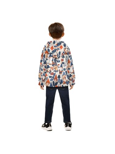 Gnomes and Mushrooms Leaves Girls Fleece Jacket Girls Fall Jacket Boys Coats Zip Up Hoodie Children Outerwear 2-10T4