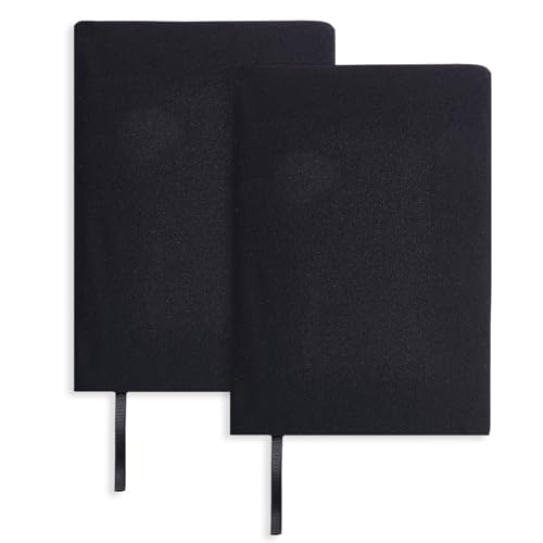 GLOBLELAND 2 Pcs Black Stretchable Cloth Book Covers with Ribbon 6x9 Washable Book Protective Cover Up to 8.5x9.5 Adjustable Sleeve Paperback Protector for Notebook Bible Planner Hardcover