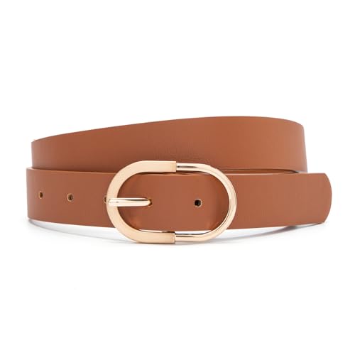 MORELESS 2 Pack Women's Leather Belts for Jeans Pants with Fashion Center Bar Buckle4