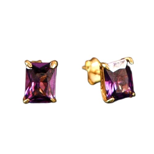 Boucles d'oreilles améthyste naturelle et argent 925 doré élégantes