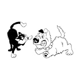 Autocollant mural chat et chien autocollant mural dessin animé pour animaux de compagnie accessoires de décoration pour la maison tatouage mural vinyle mural autocollants amovibles-S-32x58cm-Black