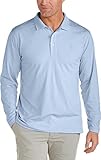 Coolibar UPF 50+ Men's Coppitt Long Sleeve Weekend Polo - Sun Protective (Large- Vintage Blue)