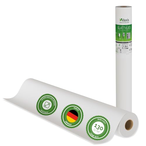 Veluxis® Premium Glattvlies als Untertapete & für Malerarbeiten – überstreichbar, rissüberbrückend, formstabil – Vlies Tapete, Wandvlies in Premium-Qualität (Weiß, 25,00 m x 0,75 m - 130g/m²) Veluxis® Premium Glattvlies als Untertapete & für Malerarbeiten – überstreichbar, rissüberbrückend, formstabil – Vlies Tapete, Wandvlies in Premium-Qualität (Weiß, 25,00 m x 0,75 m - 130g/m²)