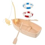 Accessoires de plage pour maison de poupée : figurines miniatures décoratives de style plage, disponibles en différents styles, réalistes et astucieusement conçus, créatifs et chics, comprenant un bateau de pêche miniature, une bouée miniature et une pagaie. accessoires d'extérieur pour maison de poupée