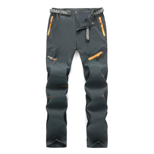 BWBIKE Pantalones de Esquí de Forro Polar para Hombre al Aire Libre Pantalones de Trabajo de Nieve Aislantes Resistentes al Agua para Invierno Cálidos y Espesados con Bolsillos con Cremallera
