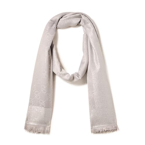 Calvin Klein Metallic Logo Scarf With Eyelash Fringe