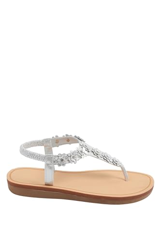 Image of Yours - Flower Detail Diamante Sandals In Wide E Fit & Extra Wide Eee Fit - Women's
