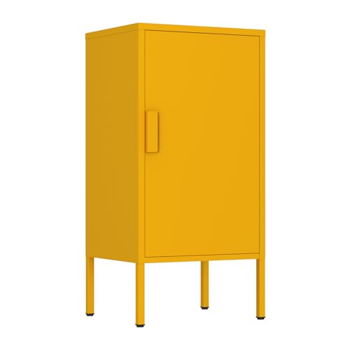 Brigros - Armadietto Metallico 1 Anta 35x46x72 Cm Con 2 Ripiani Regolabili, Mobile Multiuso Salvaspazio Per Bagno, Cucina, Soggiorno, Cameretta In Acciaio Moderno Colorato (Senape)