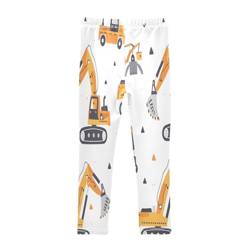 Bolaz Toddler Girls Leggings Printed Yoga Pants Leggings Yellow Excavating Machinery for Kids2