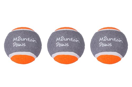 Mountain Paws Dog Tennis Balls High-Visibility & Tough, 3-Pack, Orange