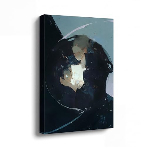 Abstract Landscape Wall Art - Serene Mountain & Gold Foliage