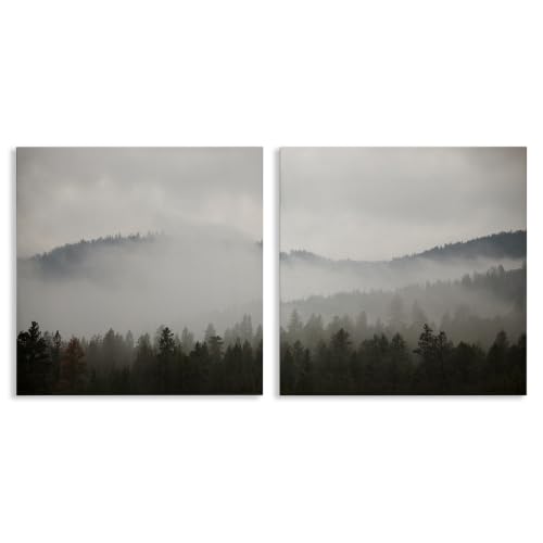 Stupell Industries Quiet Foggy Mountain, 17 x 17 Inch Canvas Wall Art Set