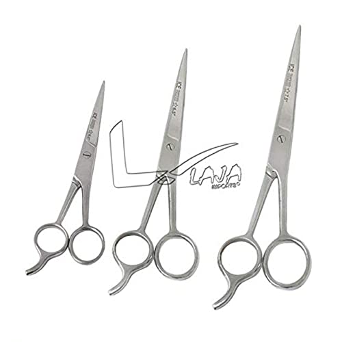 Laja Imports 3 Pairs Ice Tempered Stainless Steel Styling Hair Cutting Scissors Barber Trimming Shears 4.5