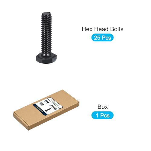 Image of METALLIXITY Hex Head Bolts (1 /4-20 x 1) 25Pcs, 304 Stainless Steel 18-8, Fully Threaded, External Hex Drive, Hex Head Screw Bolt, Black Oxide