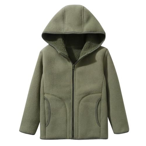 Unisex Boys Girls Sherpa Lined Fleece Jacket Kids Warm Hoodie Zip Up Winter Hooded Outerwear with Pockets