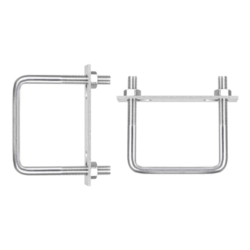 Image of DTGN M10x95x100mm(ThreadxWxL) Square U Bolt - 2Pack - Good for Trailer Pipe Replacement Parts - 304 Stainless Steel U Shape Bolts