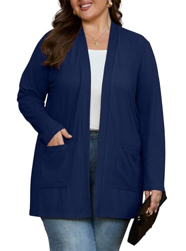 Image of OLRIK Plus Size Cardigan for Women 2026 Lightweight Open Front with Pockets