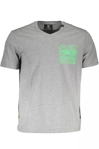 T-shirt en coton gris pour hommes Plein Sport coupe regular décontractée