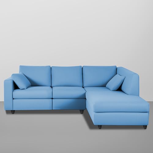Image of Florian RHS 4 Seater L Shape Sofa Set for Living Room (Turquise Fabric) Premium Fabric Sofa