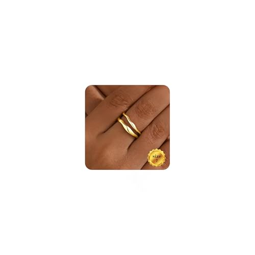Gold Rings for Women Non Tarnish,14K Gold Plated Stackable Ring Set,Dainty Thumb Rings for Women Chunky Statement Stacking Gold Jewelry Size 4 5 6 7 8 9 10