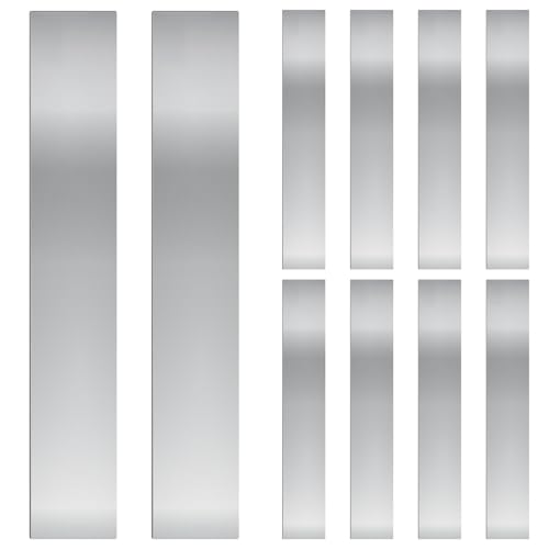 Glarks 10pcs L x W x T 6.1 x 0.98 x 0.004’’ Rectangular Shim Stock Assortment, 304 Stainless Steel Strips, Silver Shim Stock Sheet for Kitchen Trim Gap Filler/DIY/Industrial Use