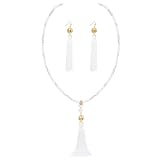 BERYOHZ Long Beaded Strand Necklace with Tassel for Women Fashion Jewelry White, 33 inches(BN-0023-White)