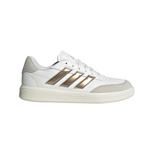 adidas Womens Courtblock Metallic Lace Up Sneakers Shoes Casual - White