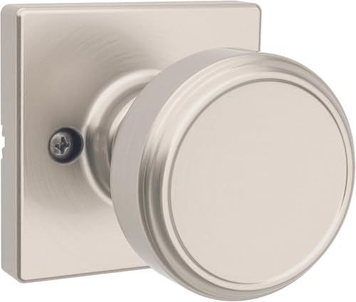 Image of Kwikset Maven Dummy Door Knob, Single Sided Handle for Closets, French Double Doors, and Pantry, Satin Nickel Non-Turning Square Interior Push /Pull Door Knob, with Microban Protection (Pack of 10)