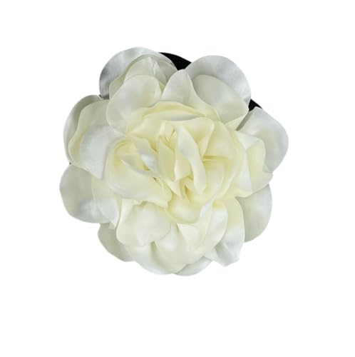 Image of Large Camellia Rose Flower Brooches Lapel Pins Dainty Satin Fabric Apparelpin Oversized Brooch Pin for Women Men Wedding Party Banquet Dress Dance Clothes Accessories