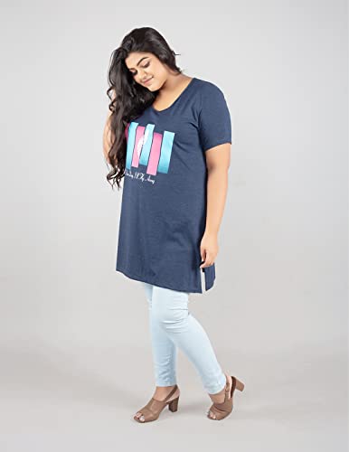 Image of CUPID Women's Cotton Round Neck Half Sleeves Regular Fit Long Tops, Night n Sleep Wear, Daily Use Gym n Lounge Wear T Shirt with Pocket L to XXL