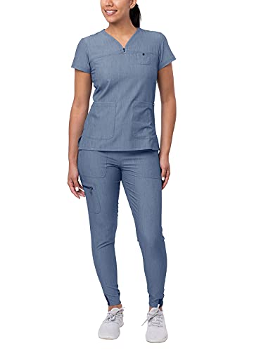 Adar Pro Flawless Plus Scrub Set For Women - Elevated V-Neck Top & Jogger Scrub Pants
