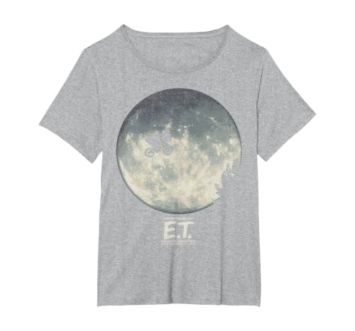 E.T. Infamous Flying Bike Scene Silhouette Logo T-Shirt, Women's Plus, Heather Grey, 4X